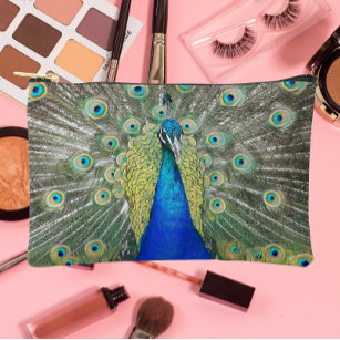 Beautiful Blue Peacock Feather Plumage Accessory Pouch