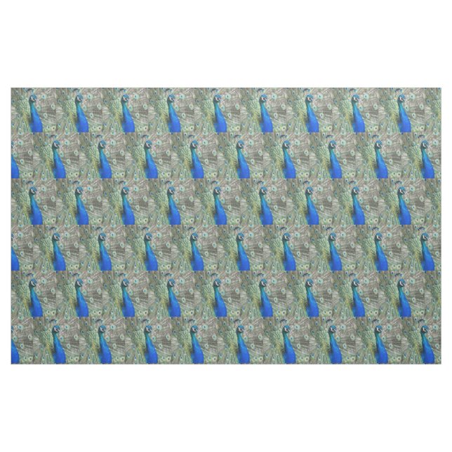 Beautiful Blue Peacock Feathers Fabric (Fat Quarter)