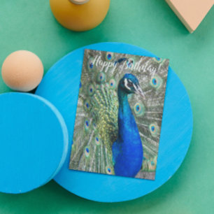 Beautiful Blue Peacock Photo Birthday Card