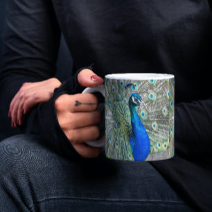 Beautiful Blue Peacock Plumage Photo Coffee Mug