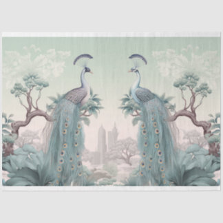 Beautiful blue peacocks tissue paper