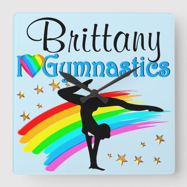 BEAUTIFUL BLUE PERSONALIZED GYMNAST CLOCK (Front)