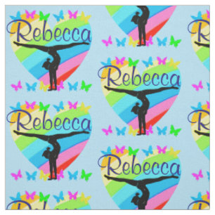 BEAUTIFUL BLUE PERSONALIZED GYMNASTICS FABRIC