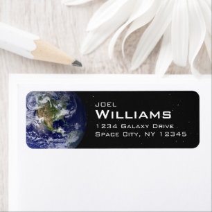 Beautiful Blue Planet Earth Space Return Address Label