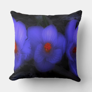 Beautiful Blue Purple Crocus Blooms Cushion