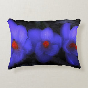 Beautiful Blue Purple Crocus Blooms Decorative Cushion