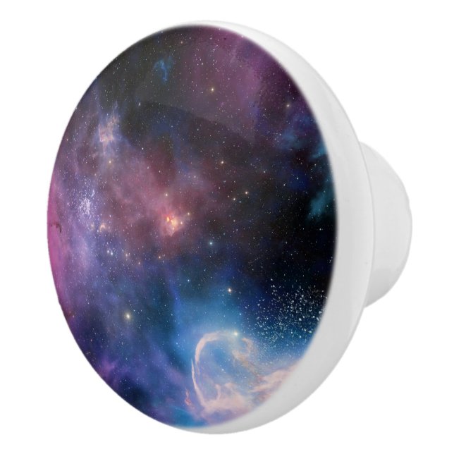 Beautiful Blue Purple  Space Stars Galaxy Universe Ceramic Knob (Right)