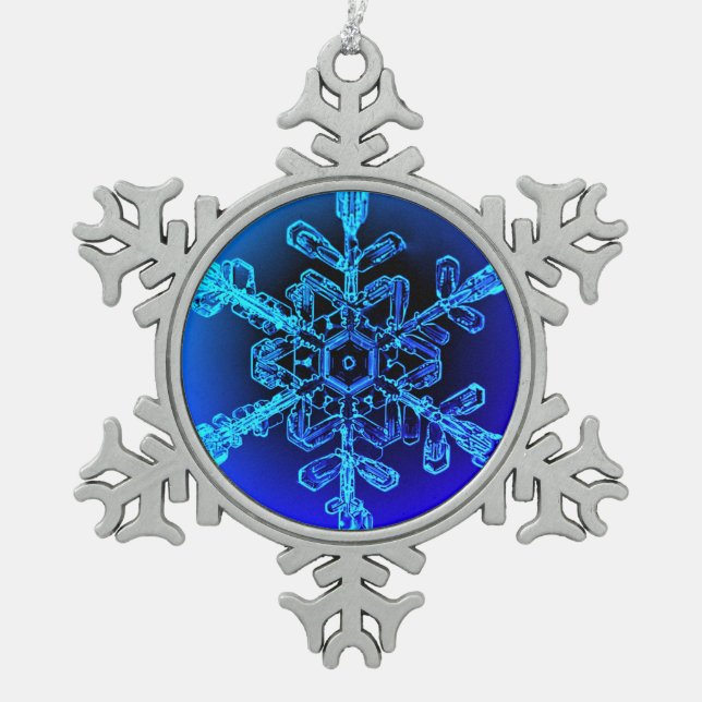Beautiful Blue Real Snow Snowflake Framed Ornament (Front)