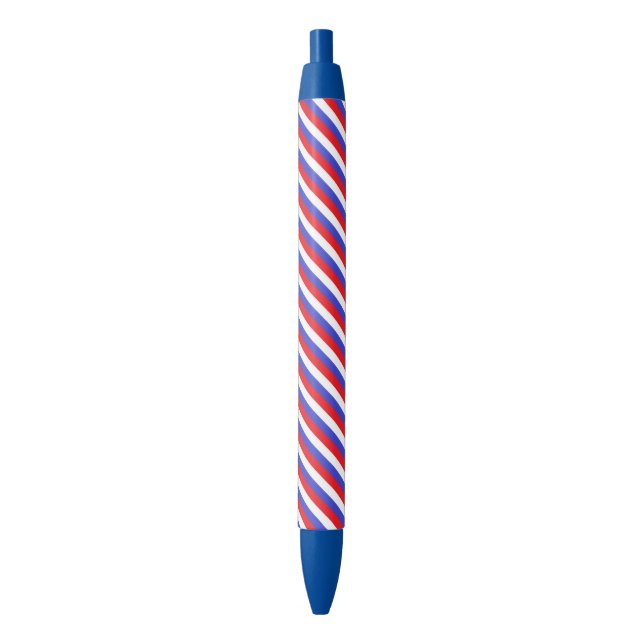Beautiful Blue Red White Stripes Black Ink Pen (Front Vertical)