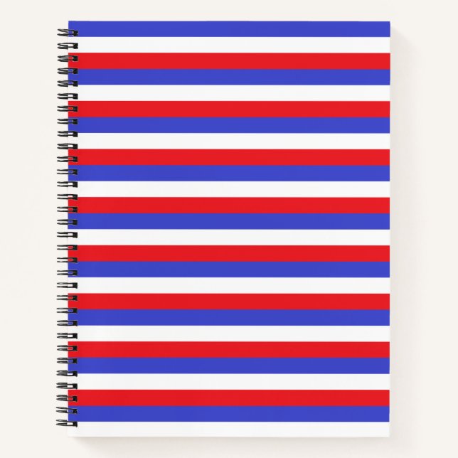 Beautiful Blue Red White Stripes Notebook (Front)