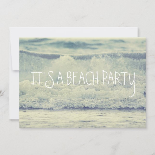 Beautiful Blue Rolling Beach Waves Invitation (Front)