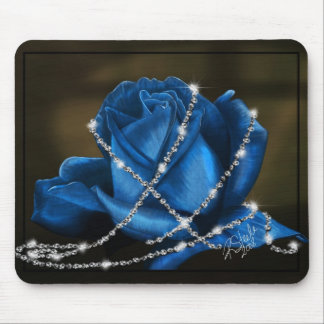 beautiful blue rose and diamonds mouse pad