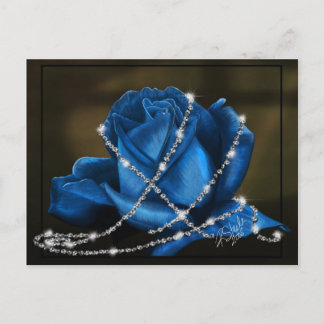 Beautiful Blue Rose wrapped in diamonds Postcard