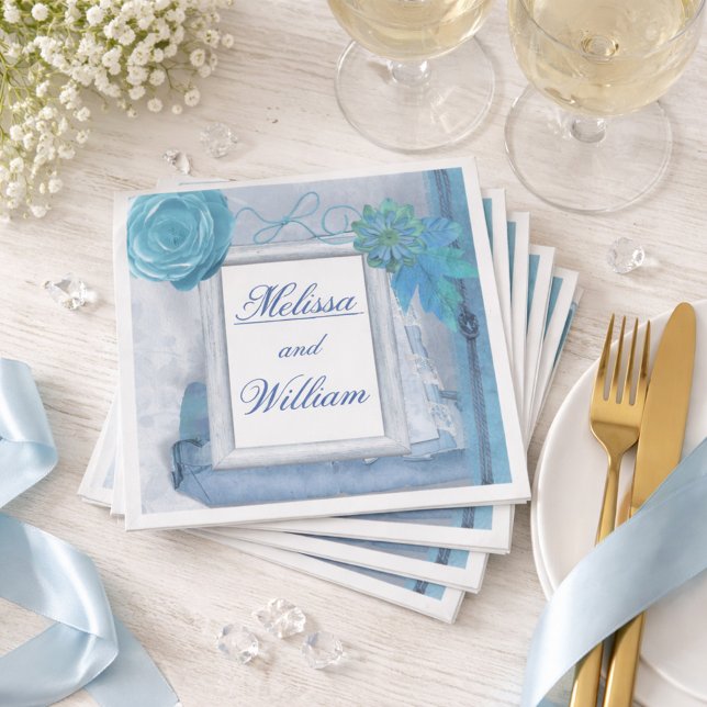 Beautiful Blue Rustic Wedding Napkin (Creator Uploaded)