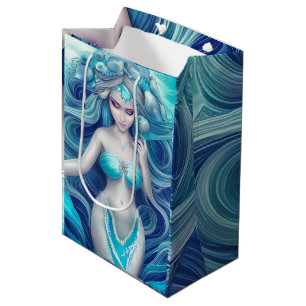 Beautiful Blue Seashell Mermaid Graphic Medium Gift Bag