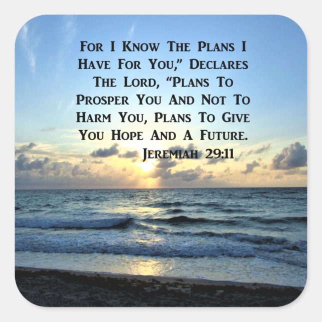 BEAUTIFUL BLUE SKIES JEREMIAH 29:11 PHOTO SQUARE STICKER (Front)