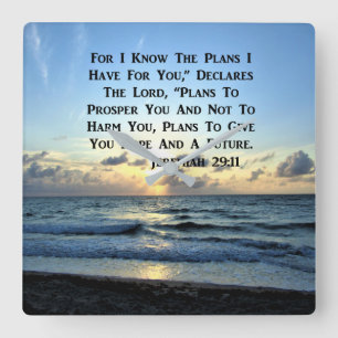 BEAUTIFUL BLUE SKIES JEREMIAH 29:11 PHOTO SQUARE WALL CLOCK