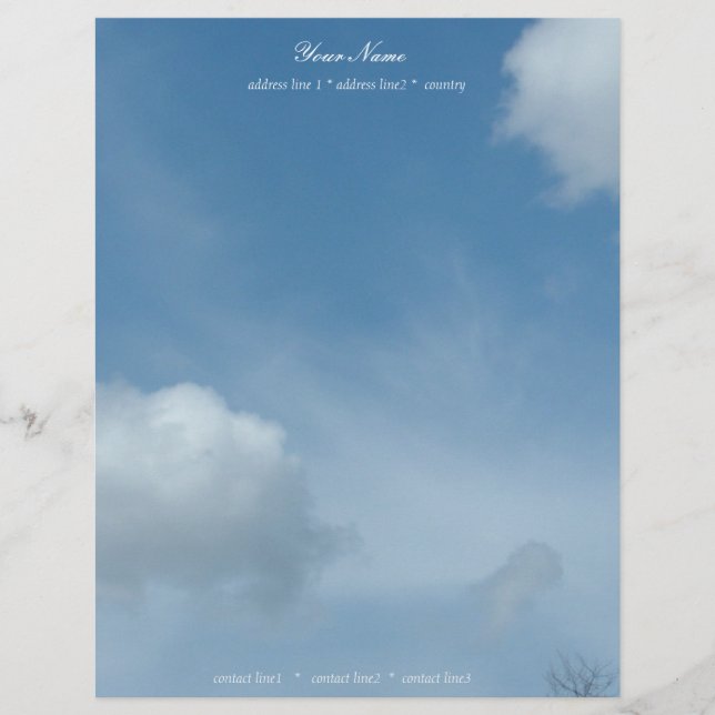 beautiful blue sky and clouds personalized letterhead (Front)