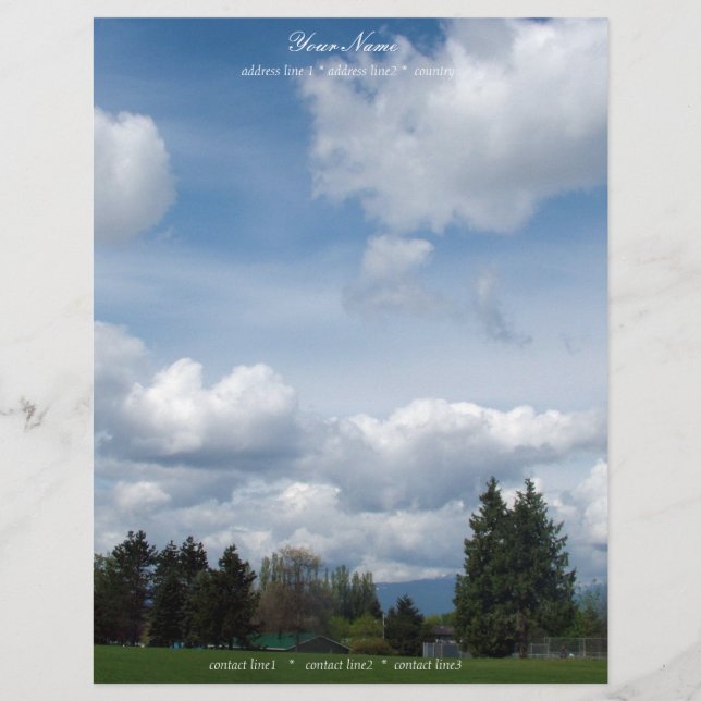 beautiful blue sky and white  clouds letterhead design (Front)