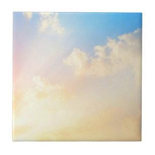 Beautiful Blue Sky with Clouds, Ceramic Tile