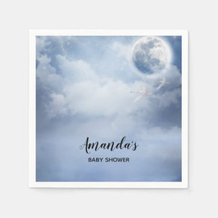 Beautiful Blue Sky with Flying Swans Baby Shower Napkin