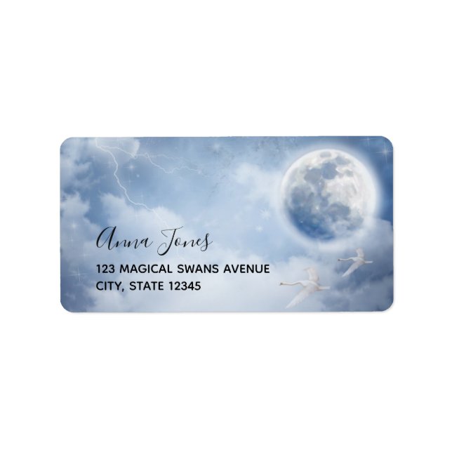 Beautiful Blue Sky with Flying Swans Label (Front)