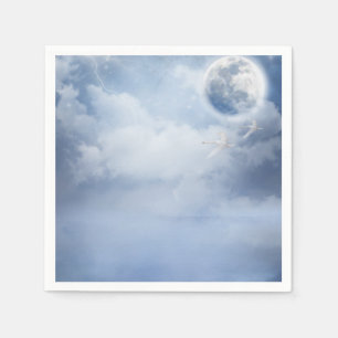 Beautiful Blue Sky with Flying Swans Napkin