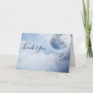 Beautiful Blue Sky with Flying Swans Thank You Card