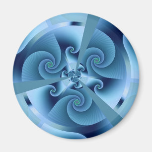 Beautiful Blue Spiral Fine Fractal Art Magnet