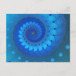 Beautiful Blue Spiral Fine Fractal Art Postcard