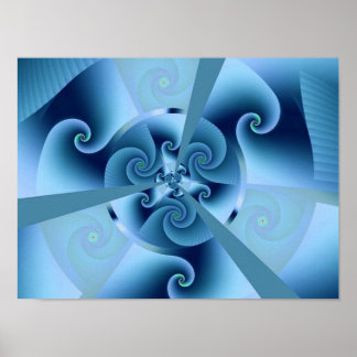 Beautiful Blue Spiral Fine Fractal Art Poster