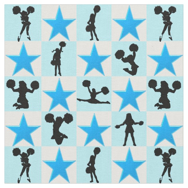 BEAUTIFUL BLUE STAR CHEERLEADING FABRIC (Close Up)