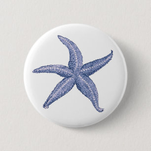 Beautiful Blue Starfish Illustration 6 Cm Round Badge