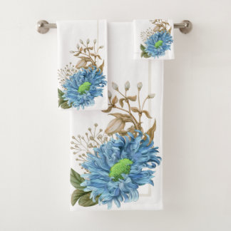 Beautiful Blue Sunflower Bath Towel Set