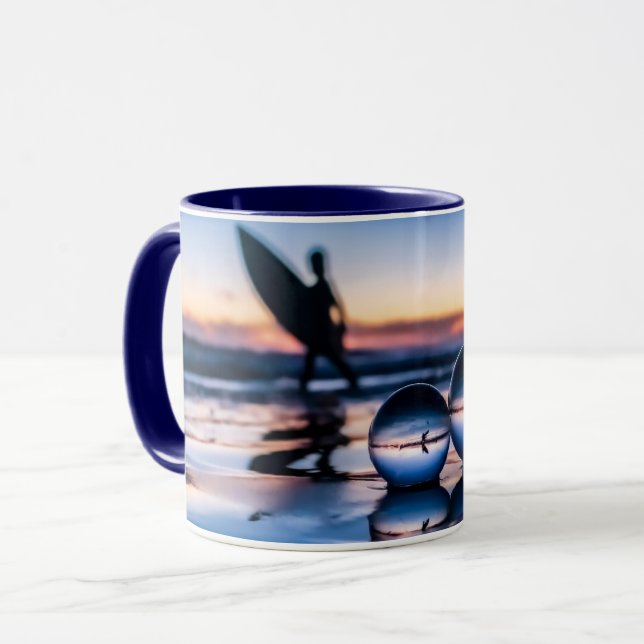 Beautiful Blue Surfer Lensball Sunset Mug (Front Left)