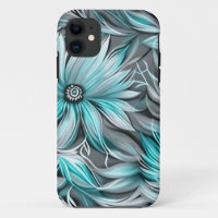Beautiful Blue Teal Floral Print