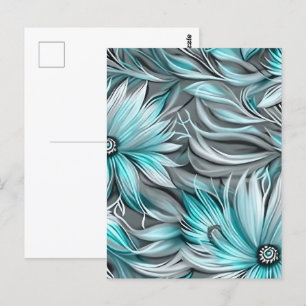 Beautiful Blue Teal Floral Print Postcard