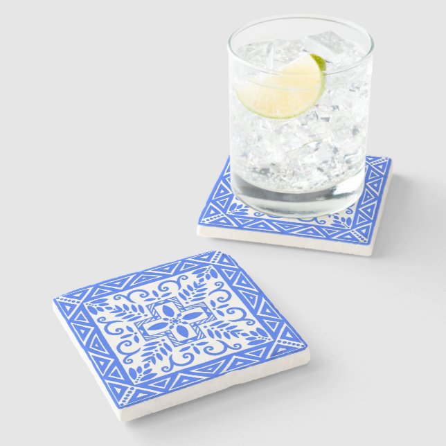 Beautiful Blue Tile Trivet Stone Coaster (Side)