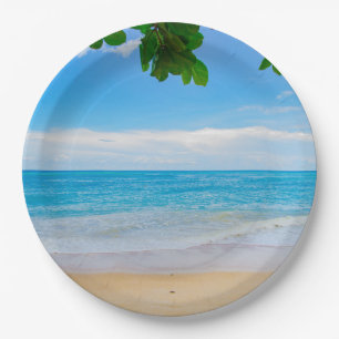 Beautiful Blue Tropical Beach Paper Plate
