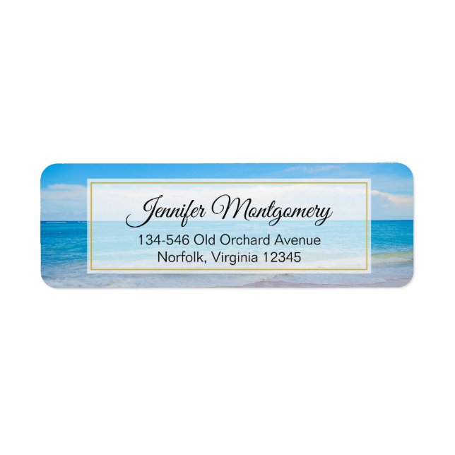 Beautiful Blue Tropical Beach Return Address Label (Front)
