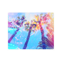 Beautiful Blue Tropical Palm Tree Metal Wall Art