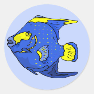 Beautiful Blue Tropical Parrot Fish Classic Round Sticker