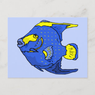 Beautiful Blue Tropical Parrot Fish Postcard