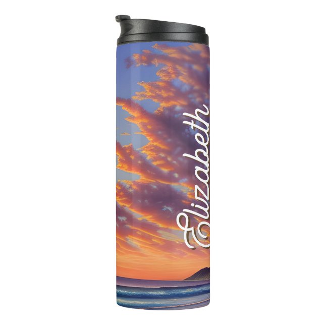 Beautiful Blue Turquoise Ocean Sunset Thermal Tumbler (Rotated Right)