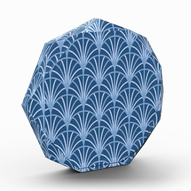 Beautiful Blue Vintage Japanese Fan Pattern Photo Block (Left)