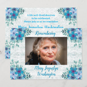 Beautiful Blue Violets Celebration of Life Invitation
