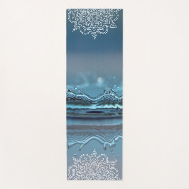 Beautiful Blue Water Multi Coloured Mandala Yoga Yoga Mat (Front)