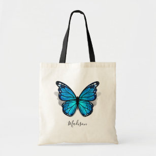 Beautiful Blue Watercolor 3D Butterfly Tote Bag