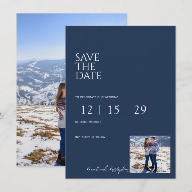 Beautiful Blue Wedding Save The Date (Front/Back)