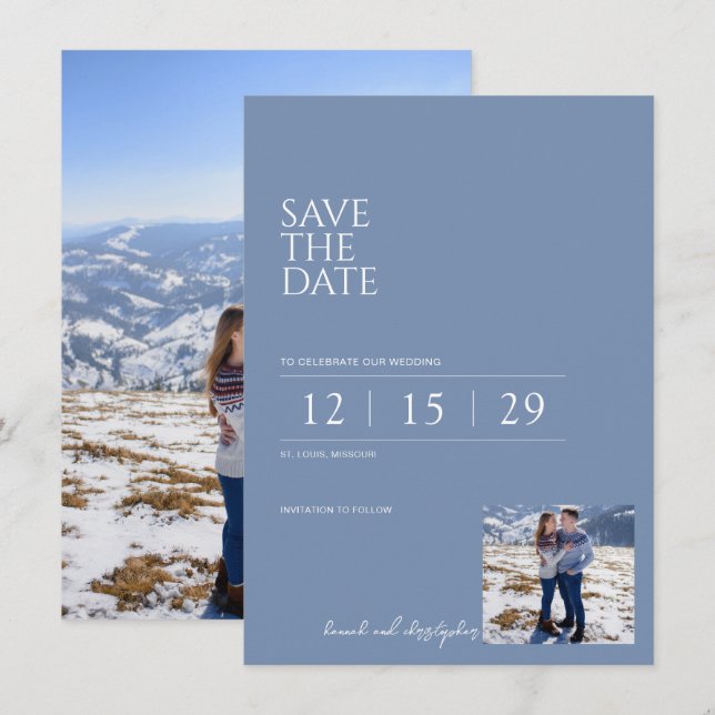 Beautiful Blue Wedding Save The Date (Front/Back)